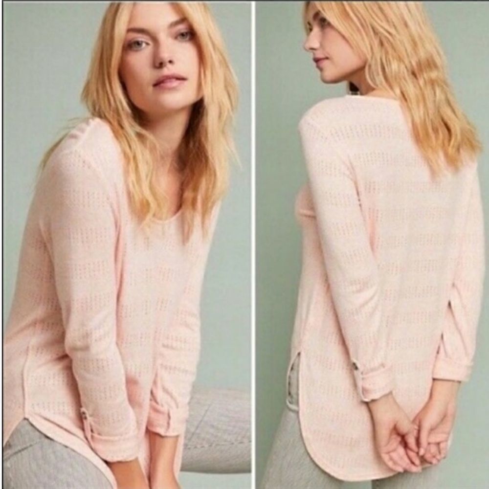 Akemi+kin Sylvie Anthropologie blush pink long sleeve top